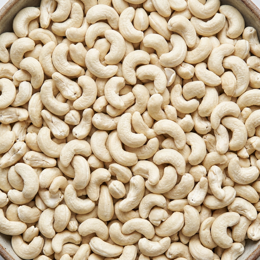 Pristine white cashew kernels